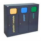 3-module waste segregation station Eco Estri 3 x 60L with flaps