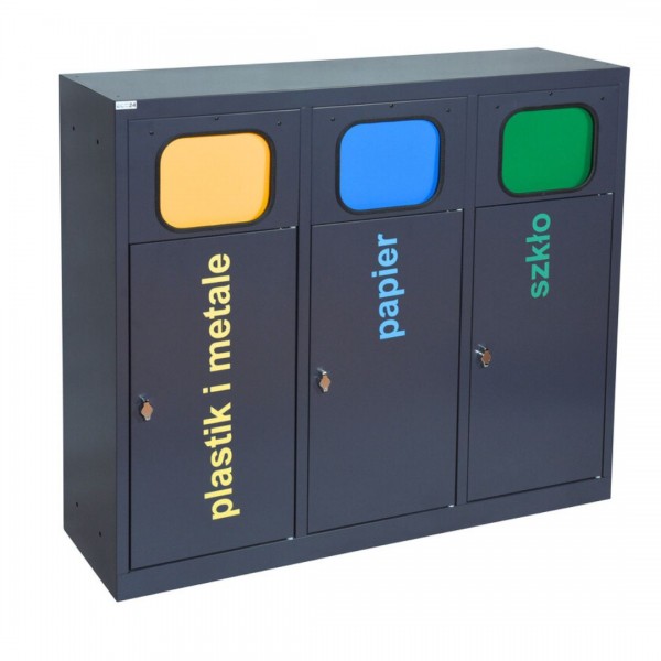 3-module waste segregation station Eco Estri 3 x 60L with flaps