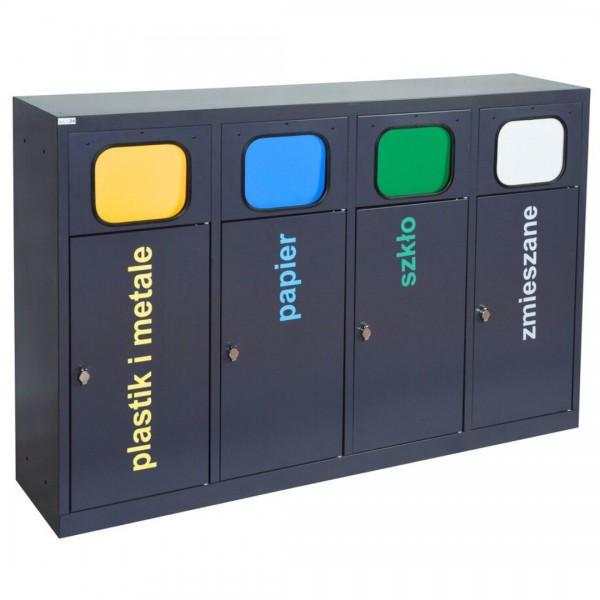 4-module waste segregation station Eco Estri 4 x 60L with flaps