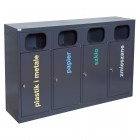 4-module waste segregation station Eco Estri 4 x 60L galvanized
