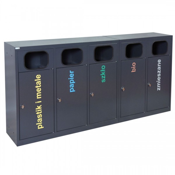 5-module waste segregation station Eco Estri 5 x 60L galvanized
