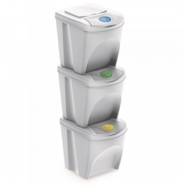 Waste segregation bin Sortbucket 3 x 25L white