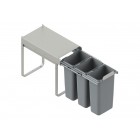 Pull-out waste segregation bin 3 x 9 L (30 cm)